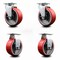 Service Caster 5 Inch Red Poly on Cast Iron Caster Set with Roller Bearings 2 Swivel 2 Rigid SCC-20S520-PUR-RS-2-R-2 - alternate 1
